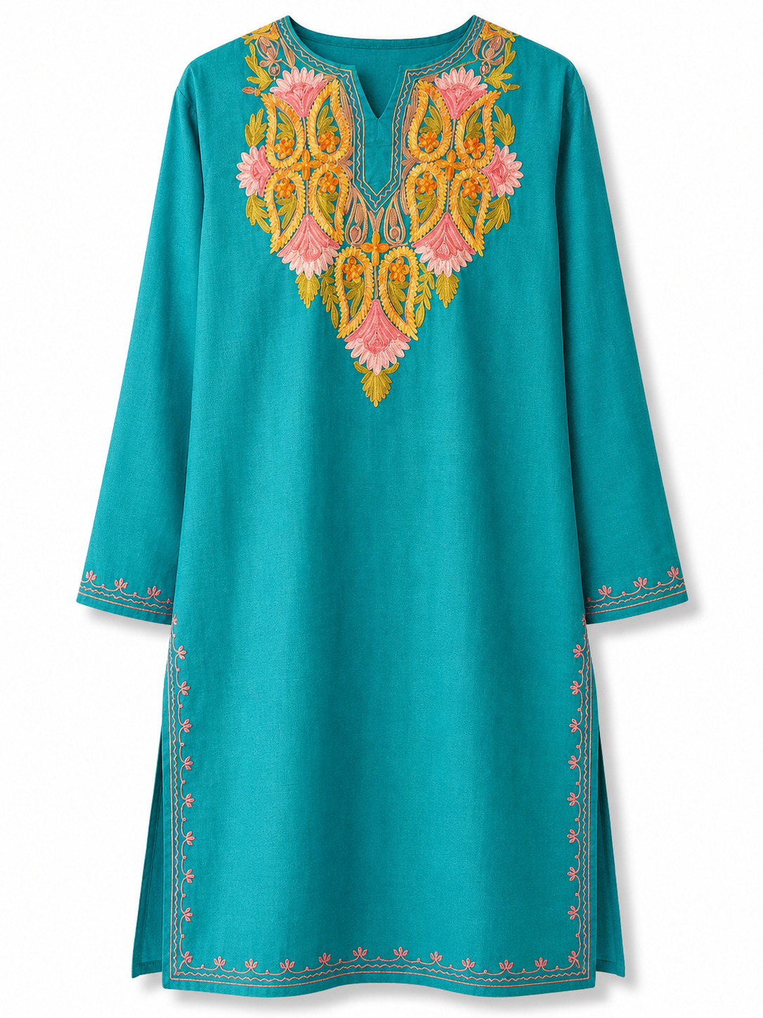 Kashmir Aari cotton Co-Ord Set | Dark Teal